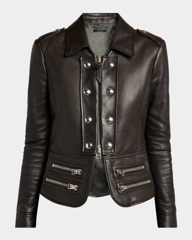 Guanteria Lamb Leather Regimental Biker Jacket